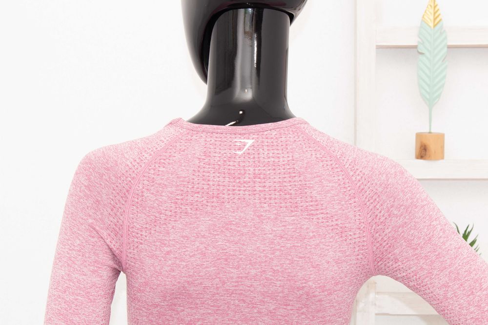 Gymshark комплект кроп топ розов и клин лилав висока талия за фитнес S