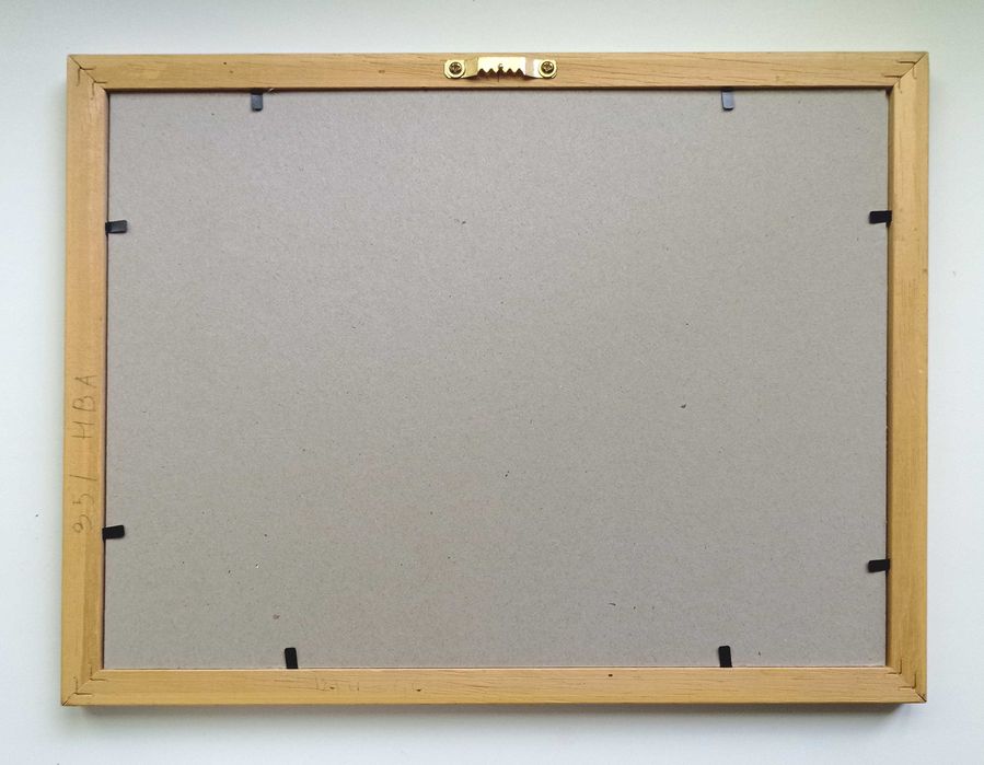 Картина в раме, кошка, акварель.