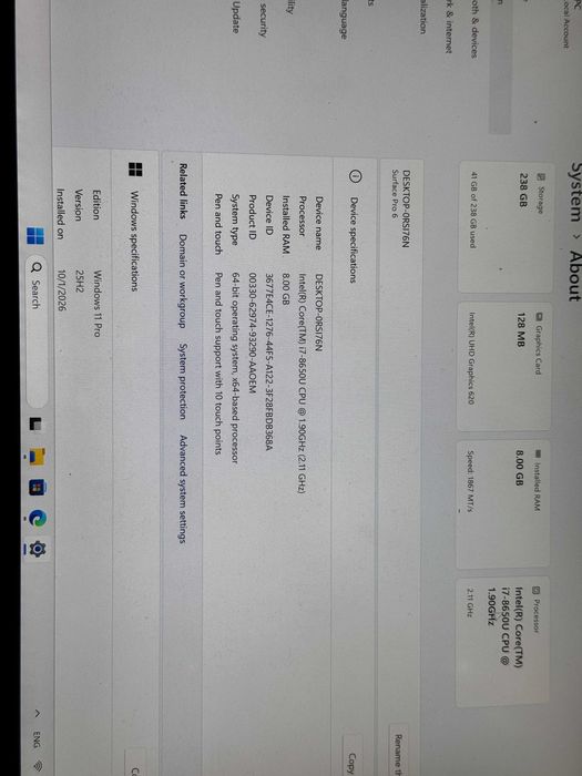 Microsoft Surface Pro 6 i7-8650U