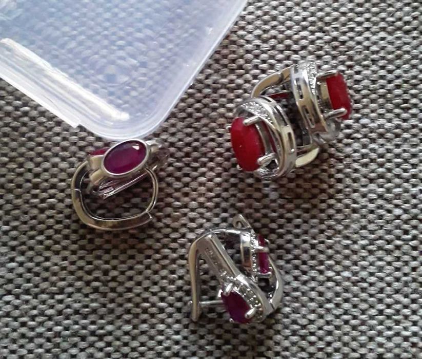 Серьги с рубином натуральным