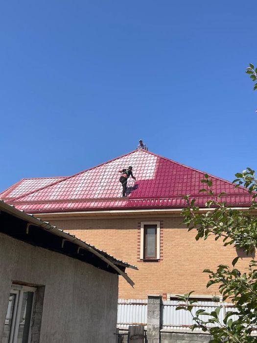 Покраска ворот , фасадов крыши
