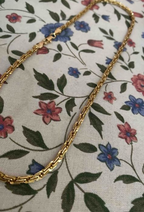 Lant colier aur model striat 14k unisex