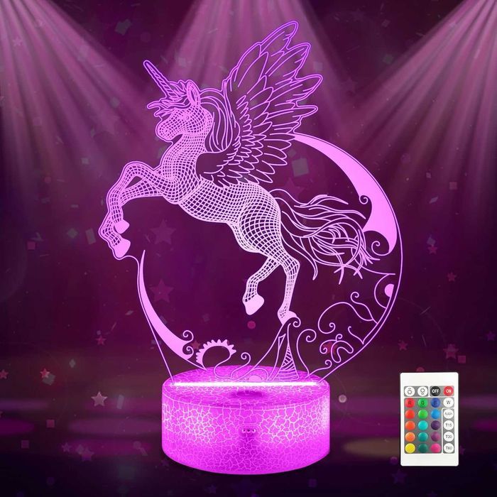 Lampa unicorn 3D Ammonite, 16 culori, cu telecomanda