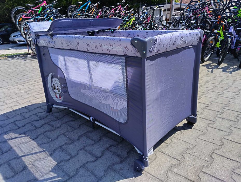 LORELLI Детска кошара на 2 нива с повивалник MOONLIGHT сив