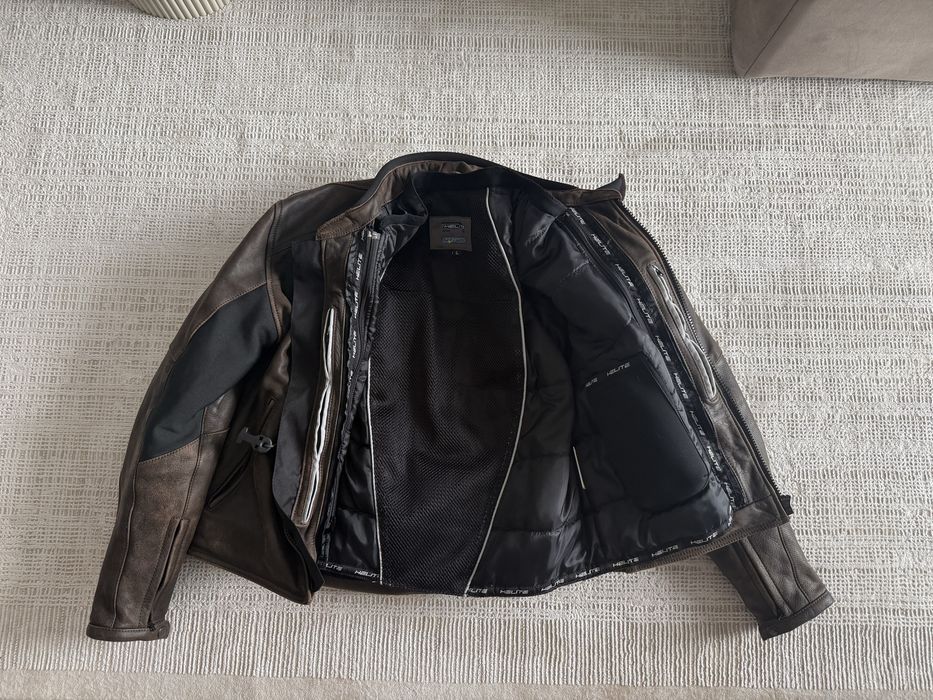 Geaca moto din piele cu airbag Helite Roadster maro