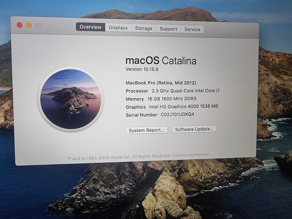 Laptop apple macbook pro retina mid 2012 i7 16gb 128gb no baterry