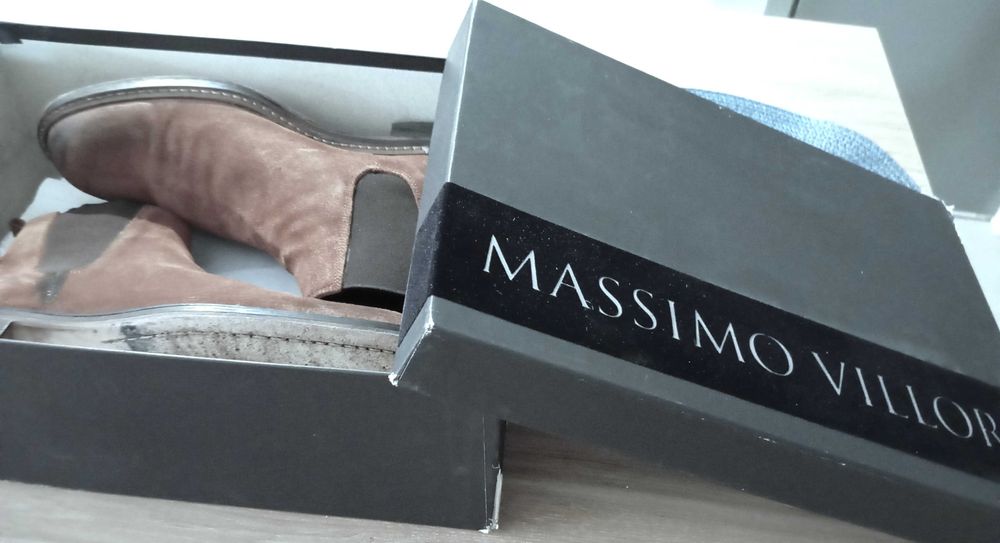 Ghete cu elastic, nr.42, din piele intoarsa maro, Italia