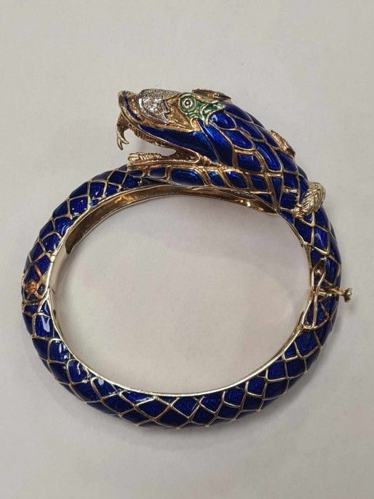 Bratara din aur galben de 14k cu email si diamante naturale, BRAU109