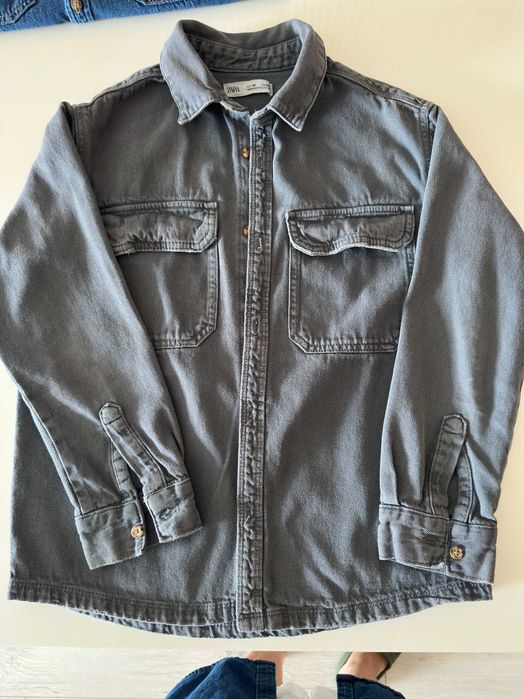 Дънкова връхна риза ZARA / сива / момче / 146 см