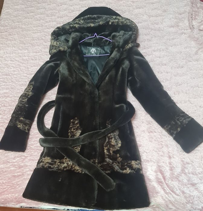 Шуба мутон со вставками