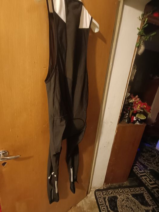 Pantaloni lungi colanti cu bretele ciclism Btwin noi  L-xl
