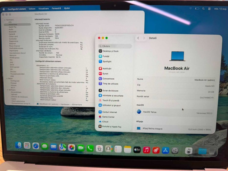 Apple MacBook Air 13 M3 2024 24GB RAM 512GB SSD Baterie 90% Garanție 24 Luni
