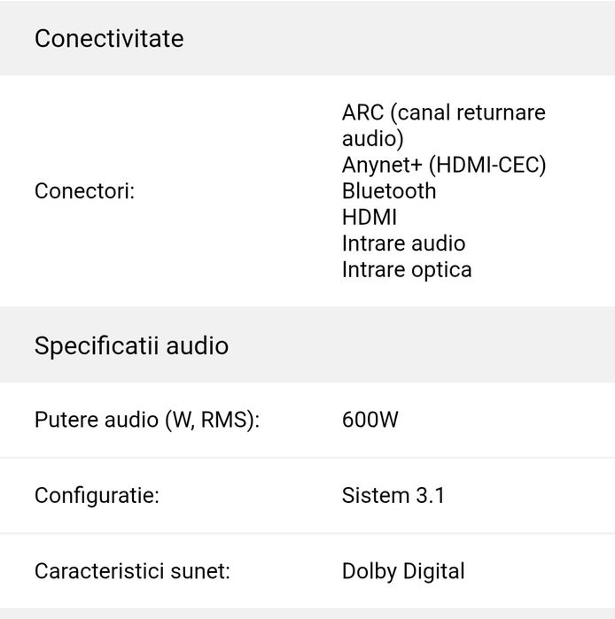Soundbar SHARP 3.1  600W