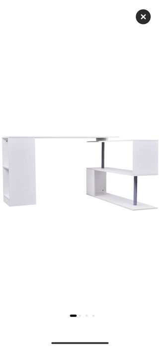 Birou Homcom pe Colt din Lemn Alb 140x120x78,2cm