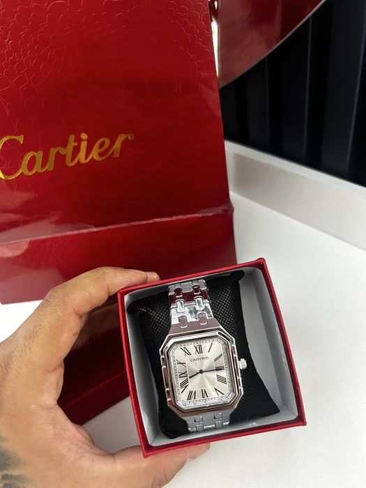 Ceas Cartier Santos model premium argintiu cutie cadou