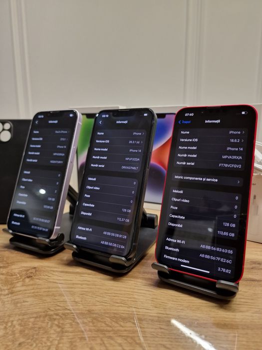 IPhone 14 5G de 128GB ca NOI cu 100% Baterie Folie Husă și Încărcător 35w nou