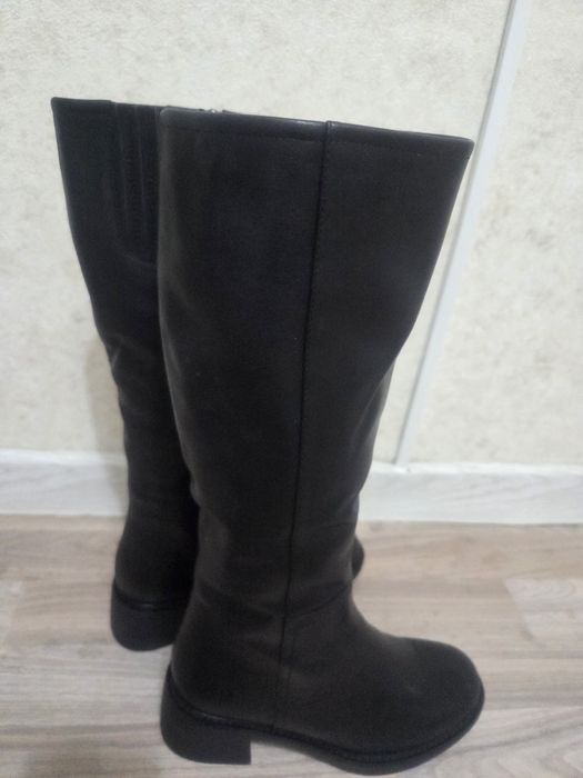 Кожаные сапоги зимние