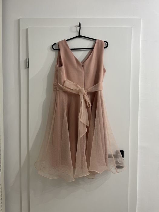 Rochie de ocazie midi tul roz pudrat