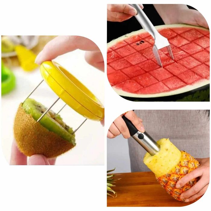 Комплект от 3 бр. инструменти за рязане на киви,ананас и диня.