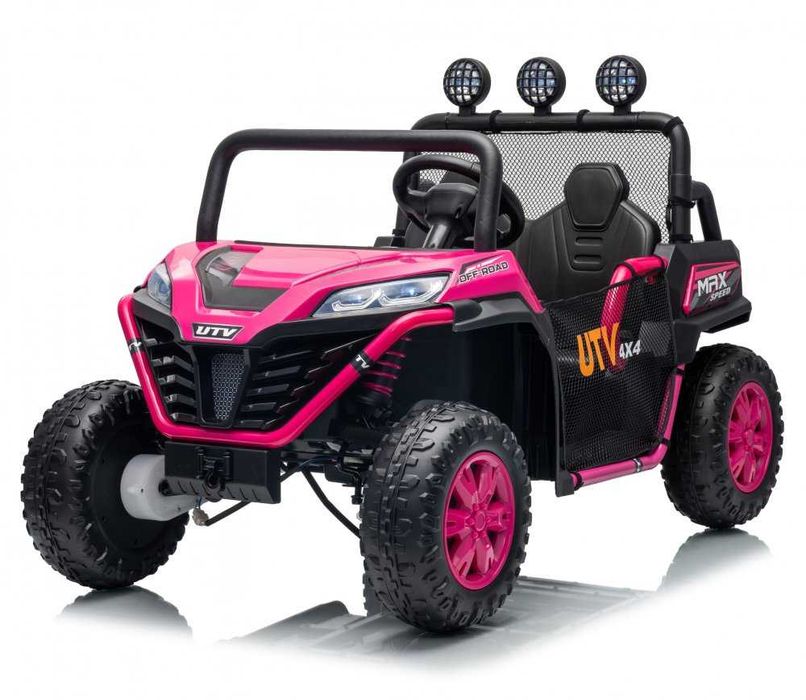 Masinuta electrica pentru copii Nichiduta UTV Rose Red 4x4 cu telecomanda,acumulator 24V,lumini led,bara cu proiectoare