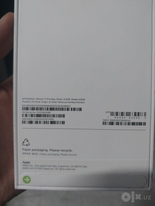 Iphone 17 pro max 512 yengi