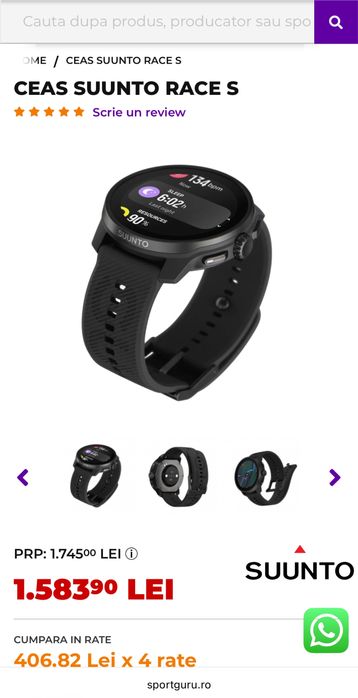 Ceas Suunto Race S All Black, AMOLED, sigilat, OCAZIE, transport ZERO