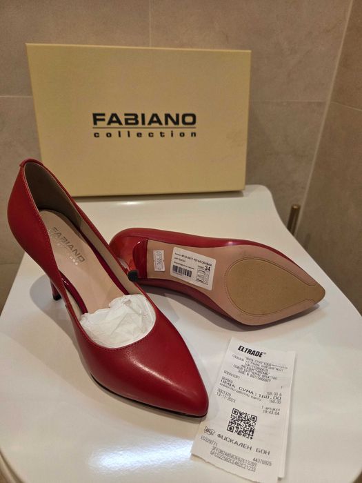 Червени кожени обувки FABIANO
