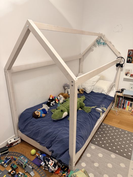 Pat copii montessori - lemn masiv+saltea