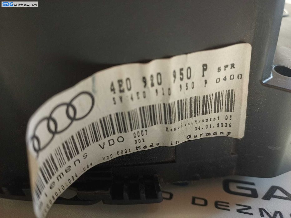 Ceas Ceasuri Cluster Instrumente Bord Audi A8 D3 Diesel 2003 - 2010 Cod 4E0920950P [L0531] [L0534]