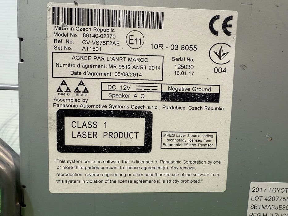 DISPLAY NAVIGATIE NAVI CD MULTIMEDIA TOYOTA AURIS 1.2 BENZINA 2017 COD OEM 86140-02370 6434C-BE2808 2013-2019