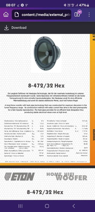 Difuzoare germane ETON - 8ohmi