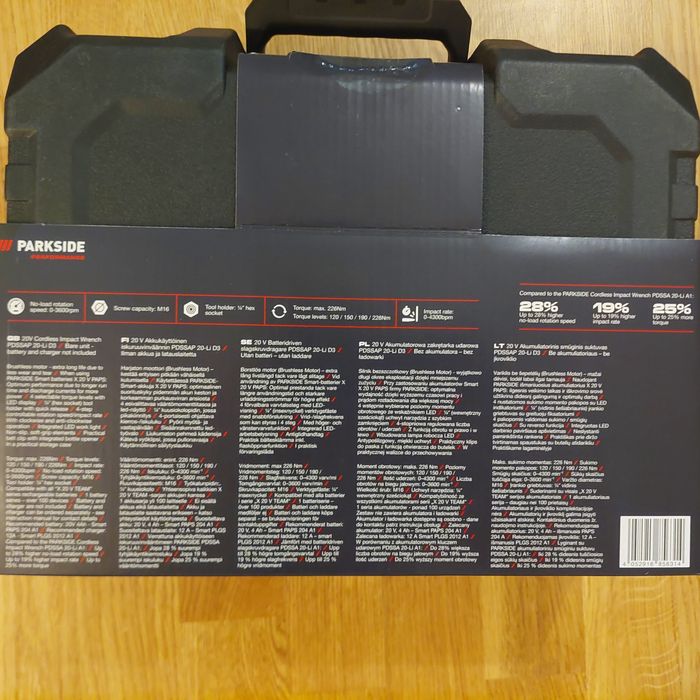 Masina de insurubat cu impact PARKSIDE PERFORMANCE  20-Li D3, 1/4"