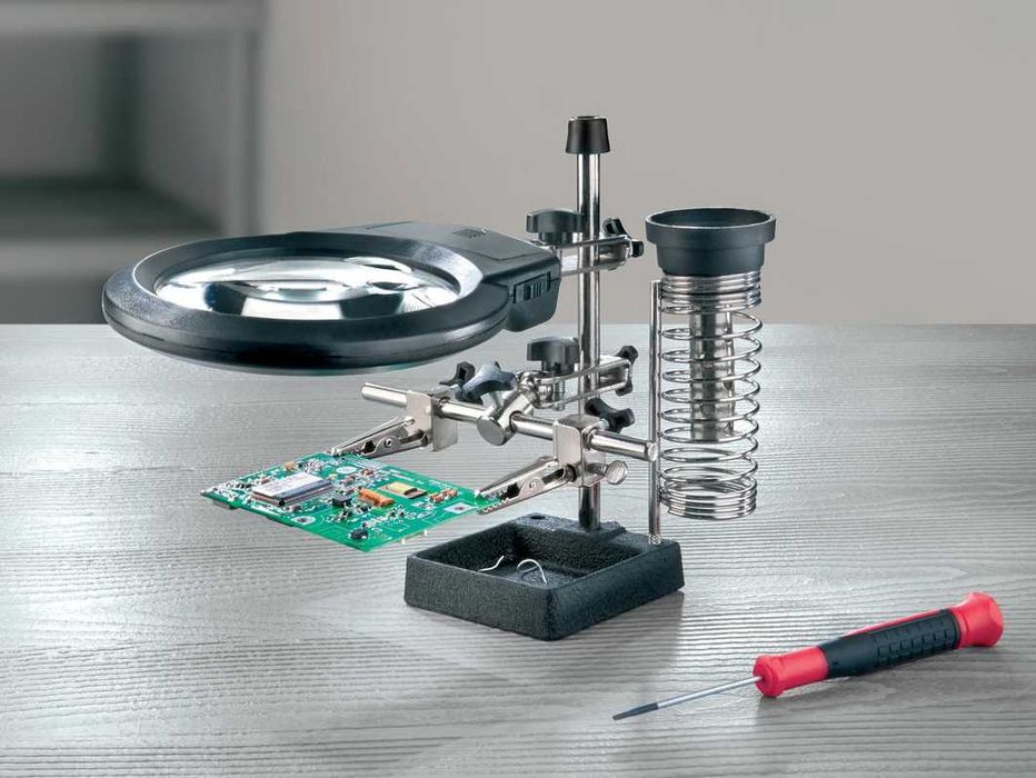 LUPA cu lumina led, suport si clestisori pt mecanica fina, electronica