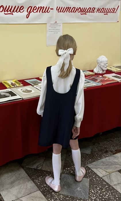 Сарафан школьный синий 122