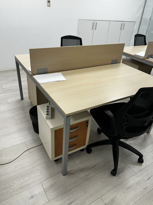 Birou dublu cadru metalic