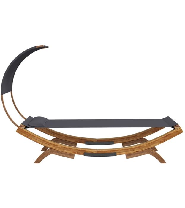 Sezlong pat exterior cu baldachin antracit din lemn masiv VidaXL nou