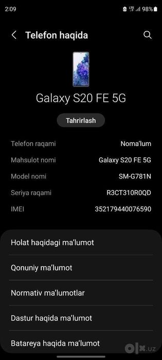 Samsung s20fe 5g