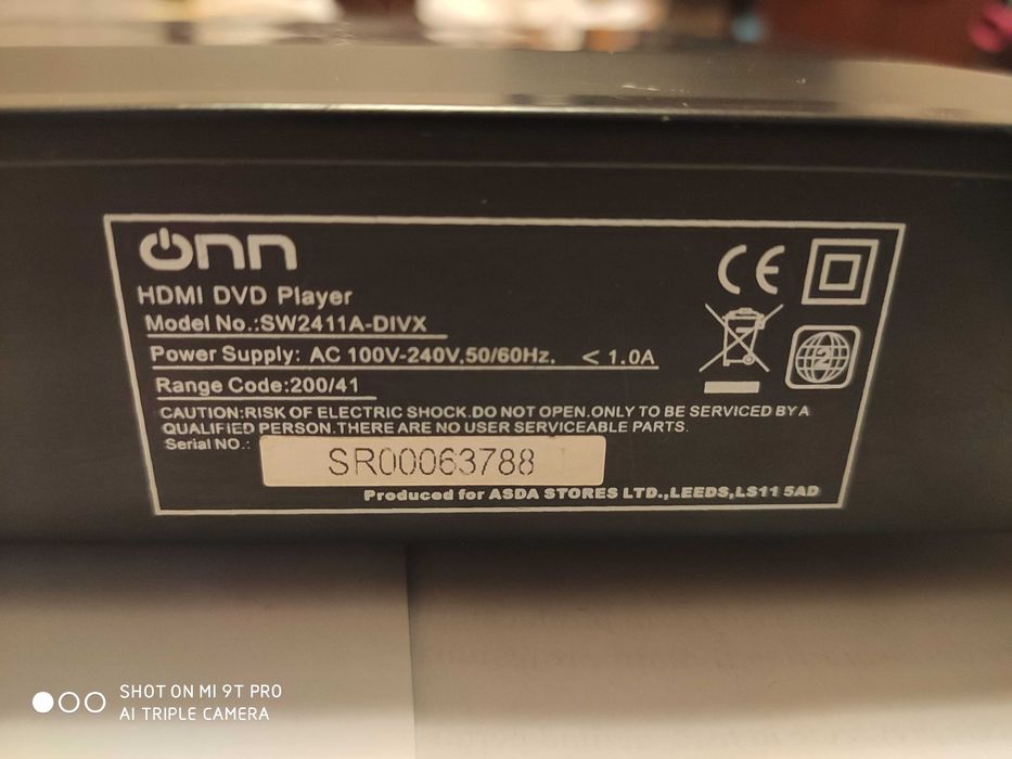 ONN hdmi DVD Player SW2411A-DIVX