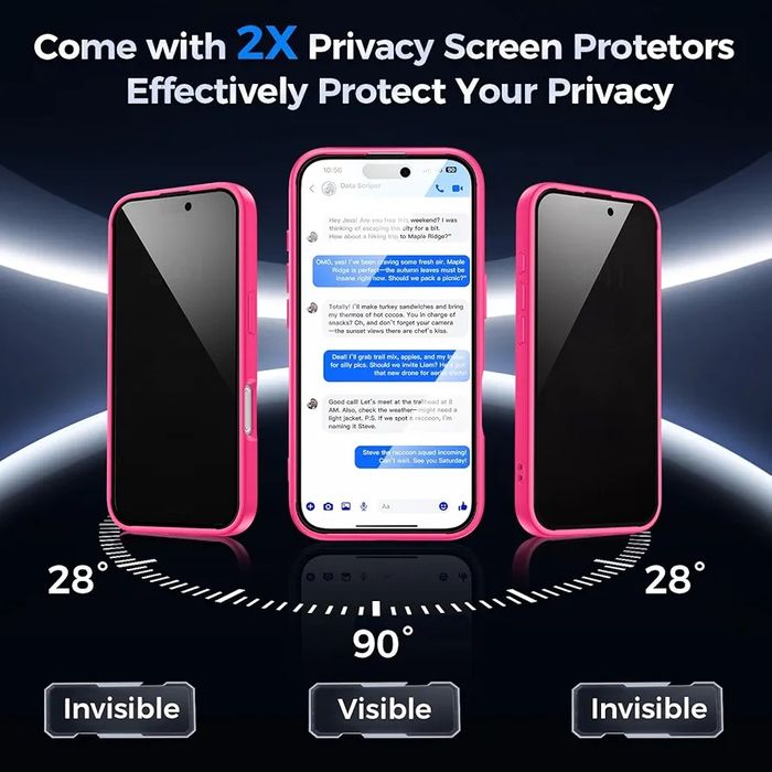 Магнитен калъф със стъклен протектор Anti-Spy за Iphone 17