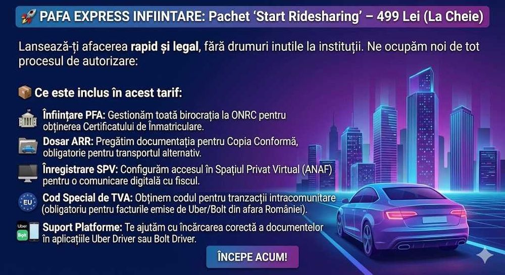 Infiintare PFA Uber/Bolt, E-factura