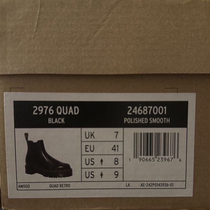 Dr Martens 2976 Quad Polished Smooth Chelsea Leather Platform Boots 41