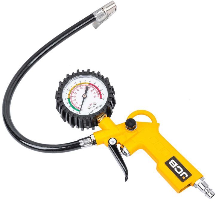 Професионален пневматичен пистолет за помпане на гуми с манометър, JCB