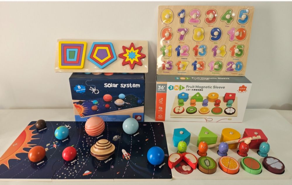 Lot de jucarii educative din lemn. Montessori