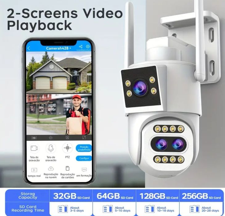 Камера за видеонаблюдение двойна PTZ WIFI камера 5+5MP