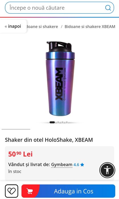Shaker din otel XBEAM,si GymBeam
