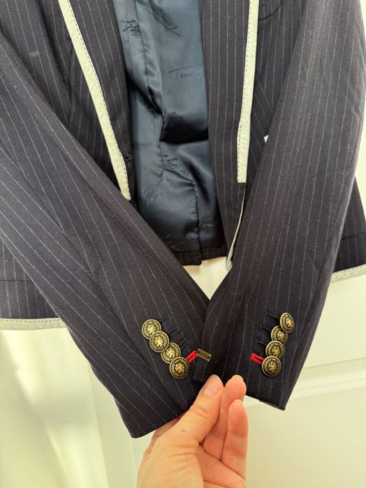 Sacou Tommy Hilfiger dama albastru inchis cu dungi,marime 6 S original