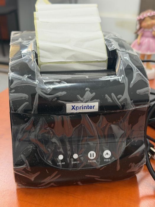 Принтер Xprinter XР-365В черный. Термоэтикетка Termo75120.