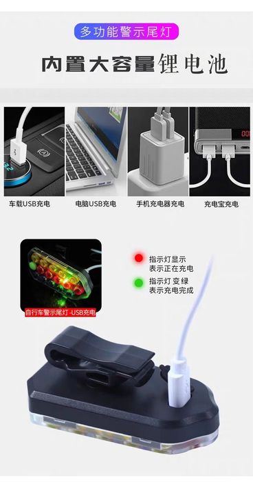 Задний велофонарь QICUN QX-W15. (Тройной).
