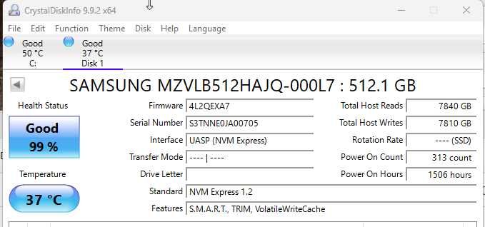 2 x SSD SAmsung NVMe M2 512GB MZVLB512HBJQ-000L7