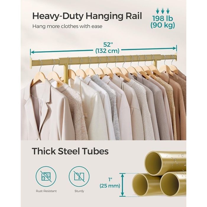 Етажерка за дрехи с разтегателна горна релса SONGMICS, на колела